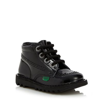 Kickers Girls' black patent boots
